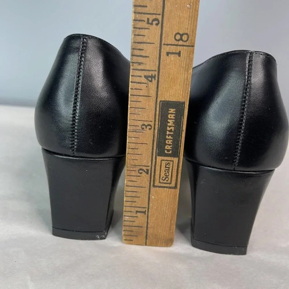 NATURALIZER Black Leather Square Toe Block Heel Pumps Parisian Size 8.5 Narrow - Picture 7 of 11